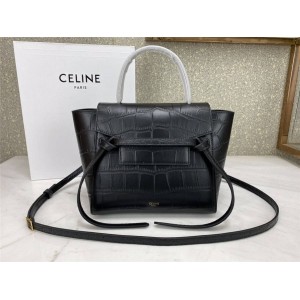 celine new BELT NANO crocodile embossed cow leather handbag 189003