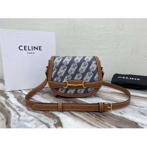 celine CRÉCY TRIOMPHE Jacquard and cow leather small handbag 191362