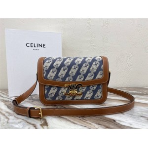 celine medium CHAÎNE TRIOMPHE jacquard and calfskin handbag 191242