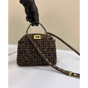 FENDI 8BN244 Woven PEEKABOO ICONIC Mini Handbag 2126