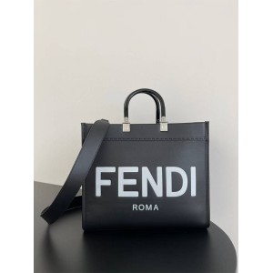 FENDI 8BH386 Black and White Limited Edition Sunshine Medium Tote Bag Shopping Bag