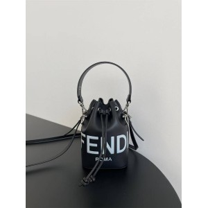 FENDI 8BS010 Black and White Limited Edition MON TRESOR Mini Small Bucket Bag