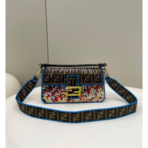 FENDI 8BR600 Embroidered Baguette Medium Handbag 0197