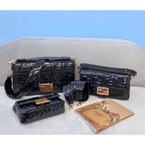 FENDI 8BR771/8BR600/8BS017 Lacquer Leather BAGUETTE Handbag 0192