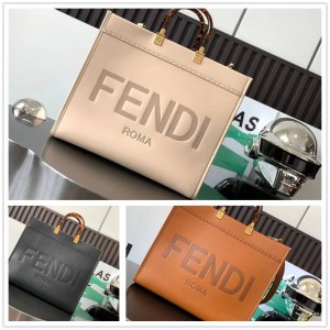 FENDI 8BH372 Sunshine Large Leather Shopping Bag Tote Bag