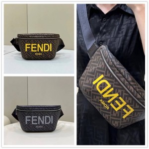 FENDI 7VA562 Roma Letter Printed LOGO Old Flower Waist Bag 8585