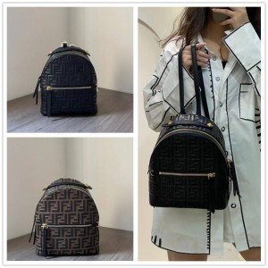 FENDI 8BZ038 Embossed Leather Backpack