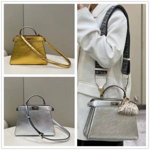 FENDI 8BN327 Gold Silver PEEKABOO ISEEU Small Handbag 80011