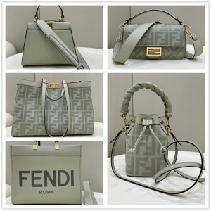 FENDI Women's Bag Image Price Green Cat Bag Fa Bang Bag Water Bucket Bag Tote Bag