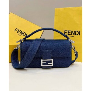 FENDI 8BR600 denim BAGUETTE medium handbag 8605