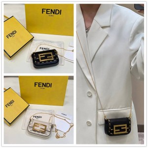 FENDI 7AS045 Metal Suture NANO BAGUETTE Pendant 8396