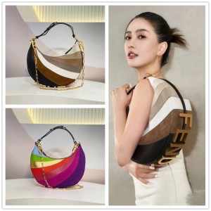 FENDI 8BR798 Fendigraphy Small Color Block Crescent Bag