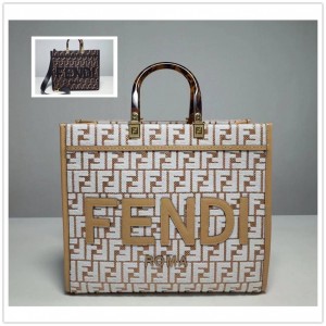 FENDI 8BH386 Lafite Woven Chenille Sunshine Medium Tote Bag