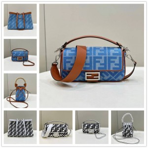 FENDI denim baguette bag, bucket bag, tote bag