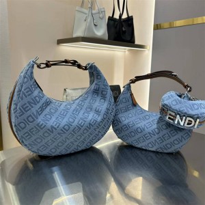 FENDI 8BR799/8BR798/7AS089 denim Fendigraphy underarm crescent bag