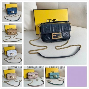 FENDI 8BS017 embossed leather Baguette small handbag