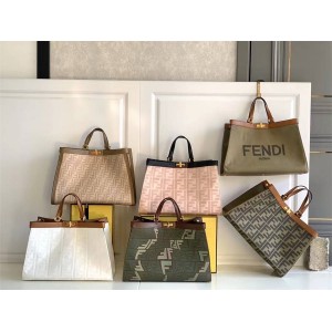FENDI 8BH374 Peekaboo X-Tote Medium Canvas Shopping Bag 8374