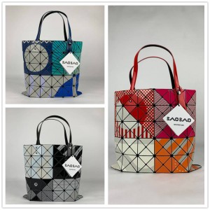 Issey Miyake Ink Printing Color blocked Six Grid 6-Grid Handbag