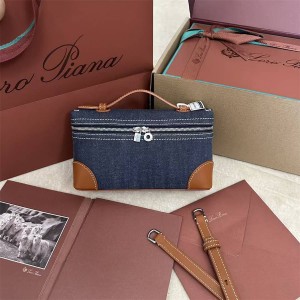 Loro Piana Extra Pocket L19 denim lunch box bag FAO6959