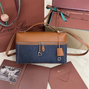 Loro Piana Extra bag L27 denim lunch box bag FAO6960