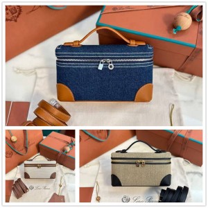 Loro Piana Extra Pocket L19 denim canvas handbag FAO8500/FAO6959