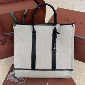 Loro Piana FAO6846 Canvas Beam Small Tote Bag