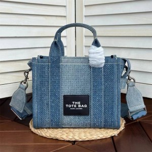 Marc Jacobs MJ denim diamond studded mini tote bag