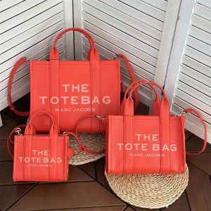 Marc Jacobs MJ Orange Red Leather Tote Bag