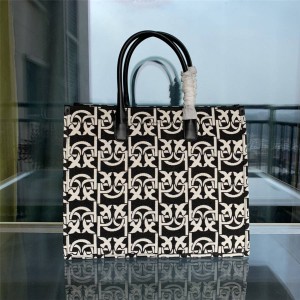 pinko official website MONOGRAM jacquard fabric LOVE shopping bag