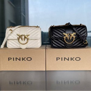 PINKO Sheepskin Quilted Small Bird Bag Chain Bag