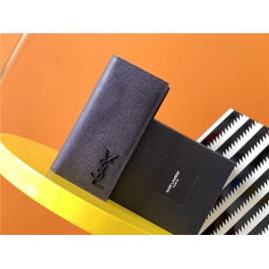YSL Saint Laurent MONOGRAM grain embossed leather European wallet 529981