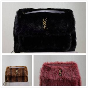 YSL Saint Laurent 803892 NIKI Large Woolen Leather Handbag 498830