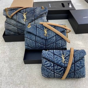 YSL Saint Laurent 620333/577475/577476 PUFFER denim handbag