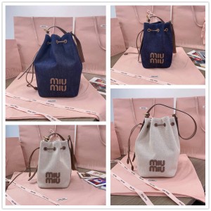 MIUMIU 5BE090 5BE089 denim canvas bucket bag