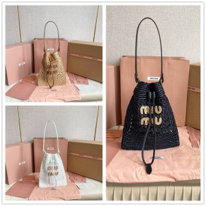 MIUMIU 5ND016 Lafite Grass Woven Lucky Bag