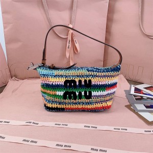 MIUMIU 5NE841 Rainbow Woven Lunch Box Bag Shoulder Bag 5BG209