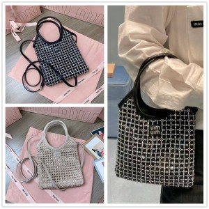 MIUMIU 5BA281 IVY Crystal Diamond Tote Bag