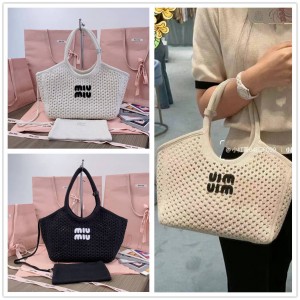 MIUMIU 5BG281 IVY woven hollow tote bag