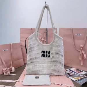 MIUMIU 5BG231 IVY woven tote bag