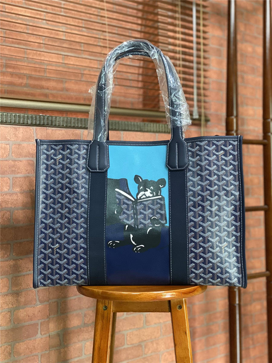 Goyard Villette Tote Printed Coated Canvas MM Blue 229910208